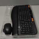 Wireless Keyboard and Mouse Combo, Ergonomic Wave Keys, Cushioned Plam Rest, Rechargeable, Phone Holder, Natural Typing, 2.4G Lag-Free, Full Size Keyboards Cordless Set for Windows/Mac -SABLUTE (Black&Orange)