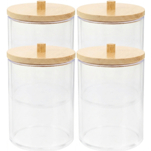 4pcs Storage Dispenser with Lid for Bathroom Cotton Pads Swabs Items Stylish Organizer for Bedroom Office and Bathroom Use Space Saving Design
