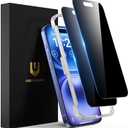 UNBREAKcable Privacy Screen Protector for iPhone 16, Anti-Spy Shatterproof Tempered Glass [True 28Anti Spy] [9H Hardness] [Easy Installation Frame] Black Protector for iPhone 6.1" - 2 Pack