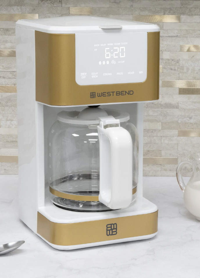 West Bend - 12-Cup White-Gold Hot & Iced Coffee Maker - CMWB12WG13