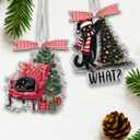2 Pcs Cat Christmas Ornaments 2025, Black Cat Christmas Decor for Christmas Tree, Gifts for Pet Lovers Women, Acrylic Keepsake Funny Kitten Hanging Ornaments, Kitty Holiday Xmas Stockings CB-17