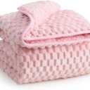 Super Soft Luxury Fleece Sherpa Weighted Blanket for Teens, 7lbs Small Weighted Lap Blanket for Adult, Turtle Shell Cozy Warm Throw for Winter, Compact Heavy Blanket for Sleep & Travel, Pink, 41"x60"