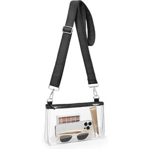 2 x FANGSUN Clear Crossbody Bag Stadium Approved, Clear Purse for Women, Transparent Shoulder Messenger Handbag for Concert Sport