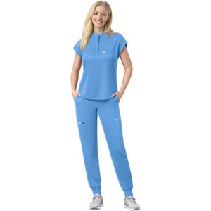 Scrubs Set for Women Medical Uniform Nurse Suit, Anti-Wrinkle Scrub Top Jogger Pant&11 Pockets,4 Way Stretch Workwear (X-Large, Sky Blue)