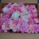 Tigeen Flower Wall Panels 3D Silk Rose Floral Decorative Faux Flower Wall Background for Wedding Home Decoration Background Shop Party Photo Arrangement(Pink, White,12 x 16 Inch)