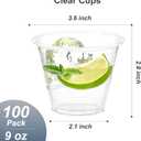 Dealusy 100 Pack 9 oz Clear Plastic Cups, Sturdy & Food Safe Disposable Plastic Cups for Wine Cocktail Punch