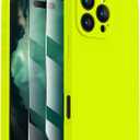 FireNova Designed for iPhone 16 Pro Max Case, Silicone Upgraded [Camera Protection] Phone Case, Soft Anti-Scratch Microfiber Lining Inside, 2024, Fluorescent Green