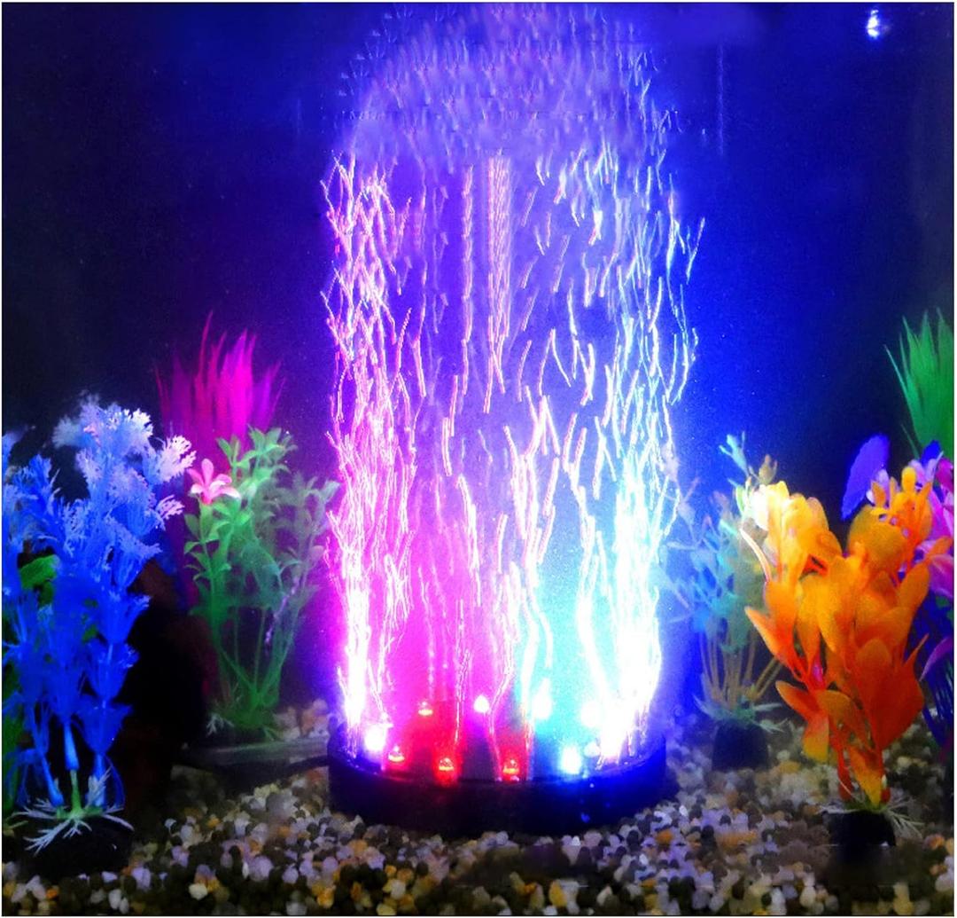 4.92 inch 12 LEDs Fish Tank Light, Bubbler Stone, LED Aquarium Lights Disk, Submersible Fish Tank Decorations Accessories, Underwater Round Small Bubbles Lamp Without air pump