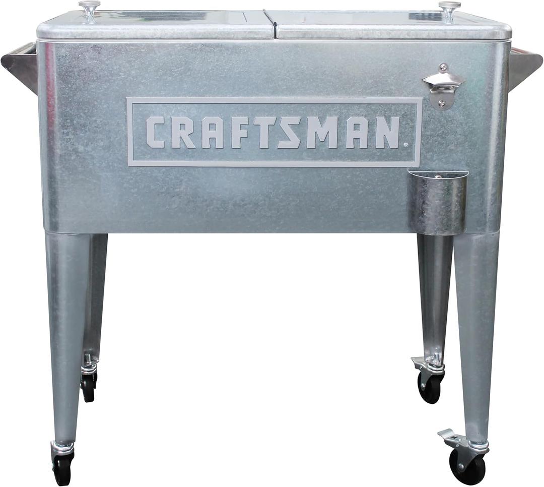 LEIGH COUNTRY Craftsman 80-Qt Galvanized Cooler, with Wheels for Outdoor/Patio/Porch