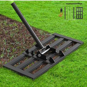 Lawn Leveling Rake, 17” x 10” Ground Leveler
with 6.5FT Alloy Steel Handle Rakes for Lawns, 0-180° Adjustable Ground Leveler Tool for Yard, Level Soil Sand Dirt Surfaces