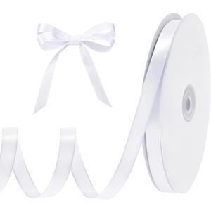 2Pcs woric White Ribbon 3/8 Inch 120 Yards Thin Ribbon White Satin Ribbons for Hair Gift Wrapping Bow Making Gift Bags Jewelry Beaded String Balloon Sewing Cards DIY Crafts Mothers Day Wedding Decorations