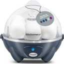 Elite Gourmet EGC710BG Rapid Egg Cooker, 7 Easy-To-Peel, Hard, Medium, Soft Boiled Eggs, Poacher, Omelet Maker, Auto Shut-Off, Alarm, 16-Recipe Booklet, BPA-Free, Slate Blue