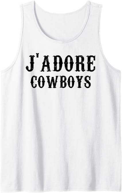 JAdore Cowboys French Western Rodeo Aesthetic Top Tank Top, S