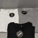 Huukeay 3 Pack Women's Cotton T Shirts Casual Short Sleeve Tunic Tops Crewneck Summer Loose Fit Plain Basic Tee (Large, Black, White, Gray)