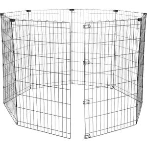 Amazon Basics Foldable Octagonal Metal Exercise Dog Playpen, Indoor/Outdoor, No Door, 8 Connected Panels, Large, 42 Inches Height, Black