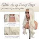 White Wigs for Women Long Wavy Wigs with Blonde Highlight 28 inch Middle Part Curly Wig Natural Looking Synthetic Wigs Thick Soft Long White Wig Hair Replacement Wigs for Daily Party Costume Use
