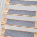 MBIGM 8" X 30" (15 in Pack) Non-Slip Carpet Stair Treads Non-Skid Safety Rug Slip Resistant Indoor Runner for Kids Elders & Pets with Reusable Adhesive - Light Gray - Carpet Pads for Stairs