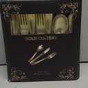 N9R 160pcs Gold Plastic Silverware - Gold Plastic Utensils Set - Tableware Flatware Kit 80 Forks, 40 Spoons, 40 Knives Disposable Cutlery Set for Party, Wedding, Birthday