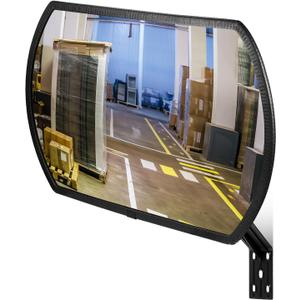 Geetery 2 Pcs 30" x 20" Garage Mirror Convex Security Outdoor Indoor Round Rectangular Acrylic Traffic Mirror Corner Blindspot for Wall Parking with Protective Film for Driveway
