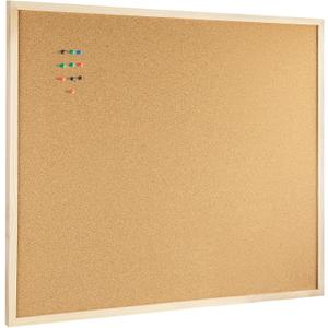 OWLKELA 24'' x 36'' Cork Board Bulletin Board, Wooden Framed Corkboard, Wood Oak Frame Corkboard, Vision Board and Decorative Hanging Pin Board