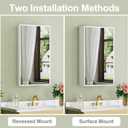 Buruis 15 x 26 in Framed Medicine Cabinet Mirror for Bathroom, White, 14 x 24 inch Single Door