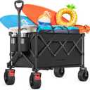 SONGMICS 40-Gallon Collaspible Wagon, Wagons Carts Foldable, for Camping Garden Outdoor, with Handle, Holds up to 330 lb, 4 Removable Wheels, Space-Saving, Ink Black UGFW115B01