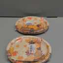 Thanksgiving Fall Party Oval Paper Plates 11inch Large Maple Leaves Plates and Napkins, Gold Foil Fall Party Decoration Favor Dish Tray for Autumn Holiday Gathering Supplies Tableware, 25 Guest