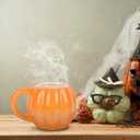 Cabilock 2PCS Halloween Pumpkin Mugs, 500ml Ceramic Pumpkin Fall Coffee Cup, Thanksgiving Halloween Christmas Gift for Women Men