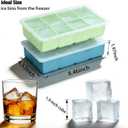 Large Square Ice Cube Molds (2-Pack),Silicone Ice Cube Trays for Freezer with Lid,Easy Release Stackable 2 inch Huge Cubed Ice Trays for Whisky