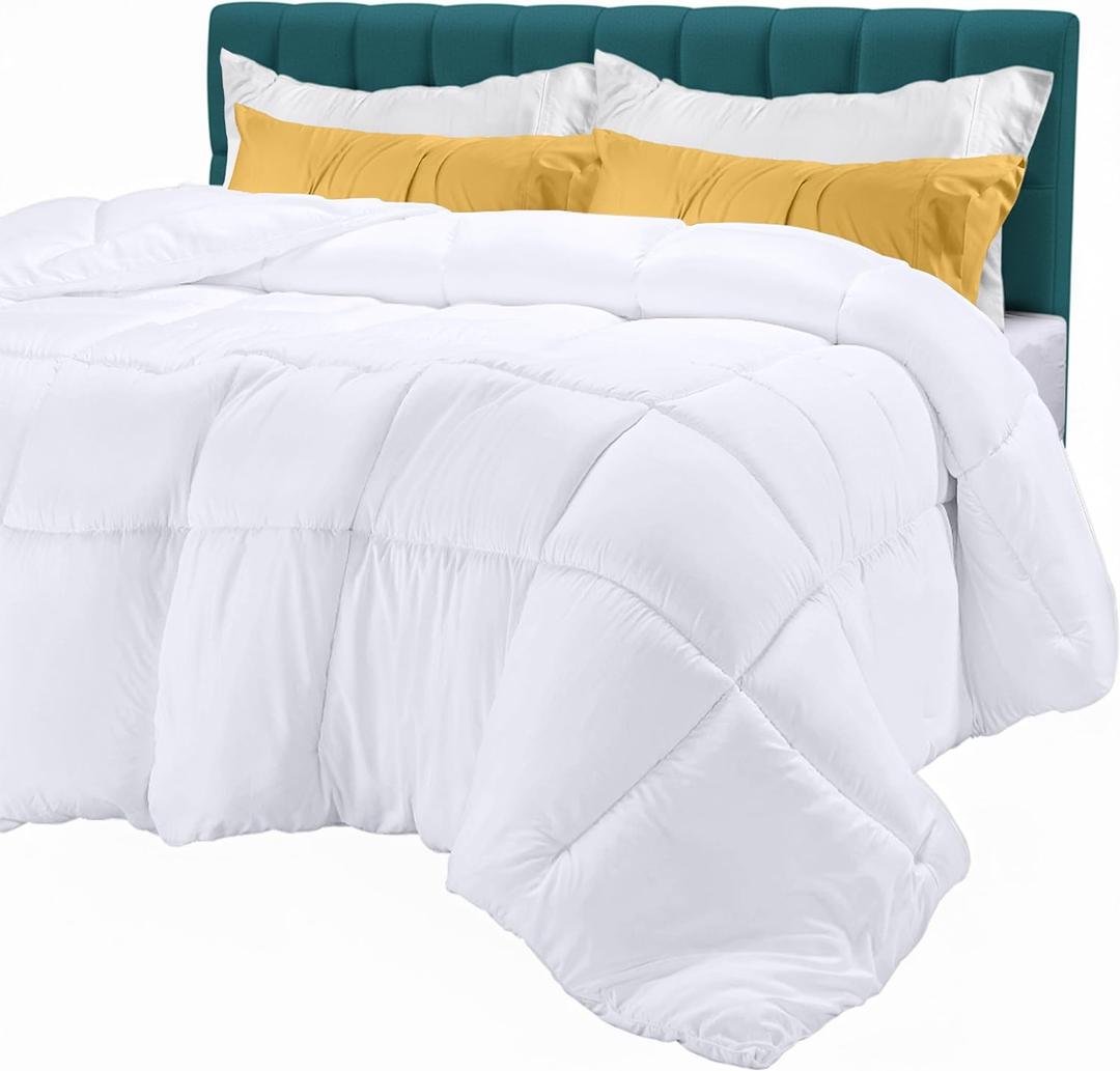 Utopia Bedding Comforters King Size, All Season Duvet Insert, Down Alternative Box Stitched Bed Comforter with Corner Tabs, Machine Washable (White) (King (Pack of 1))