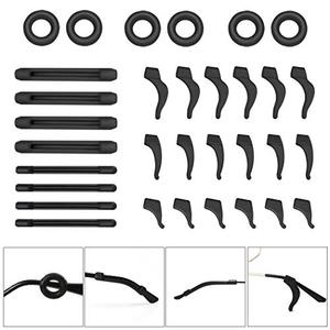 iGeyzoe 16 Pairs Eyeglasses Ear Grip Ear Hooks, Anti-Slip Holder Eyeglasses Stoppers Temple Tips Sleeve Retainer Eyewear Retainers Spectacle Stay For Eyeglasses, Sunglasses, Reading Glasses (Black)
