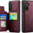 Vinich for Samsung Galaxy A36 Wallet Case with Card Holder, RFID Blocking Credit Slots Kickstand Shockproof Phone Cover Fit for Galaxy A36 6.7" Burgundy