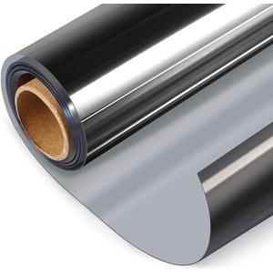 HIDBEA One Way Window Film, Daytime Privacy Sun Blocking Reflective Window Film No Glue Static Cling Heat Control Window Tinting Film for Home and Office, Black Silver, 29.5 x 78.7 Inch