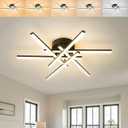 Modern LED Ceiling Light,Dimmable 5CCT/2700K/3000K/3500K/4000K/5000K,Ceiling Lights for Bedroom Living Dining Room Kitchen, Black Flush Mount Ceiling Light Fixture (Black - 5CCT, 6 Lights)