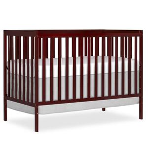 Dream On Me Synergy 5-in-1 Convertible Full-Size Baby Crib with Toddler, Day & Full Bed Conversion in Cherry, GreenGuard Gold & JPMA, 3 Mattress Heights, Sustainable Pinewood