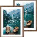 20x28 Picture Frame Set of 2, Rustic Black Wood Style -  Wall Mounting Horizontal and Vertical Brown