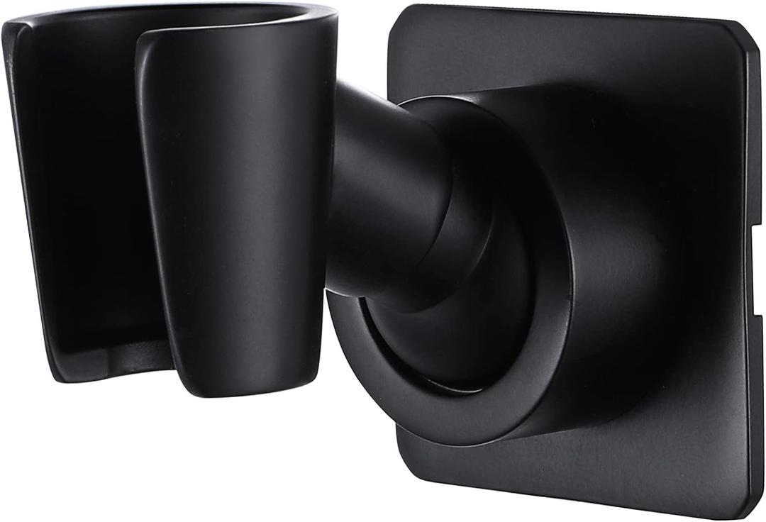 Shower Head Holder All Meta lHand held Shower Wand Bracket Adhesive Shower Wall Mount Holder Brass Shower Spray Holder Black, Drill Free Glue Installation