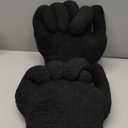 Menkxi Small Middle Finger Decorative Pillow 13.78 x 9.84 in Funny Shaped Sherpa Fleece Throw Pillow Warm Soft Plush Emoticon Cushion Middle Finger Decor for Couch Gag Gift(Black)
