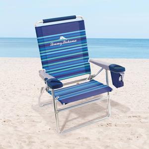 Tommy Bahama Highboy 4 Position Beach Chairs 15 Inch Seat Height with Cupholder, Side Storage Pouch and Mobile Phone Holder, 1 Chair