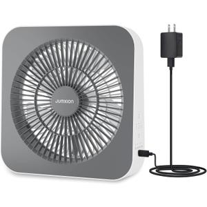 Small Box Fan, Window Fan with 3 Speeds & 8HRS Timer, Powerful Air Circulator Table Fan Powered by DC Adapter, 10 inch Square Desk Fan for Bedroom Office Kitchen Home Apartment