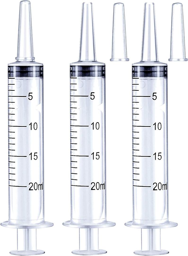 20ml Syringe for Liquid, Oral, Scientific Labs, Measurement, Dispensing, with Cap 3 Pack 20ml Syringes
