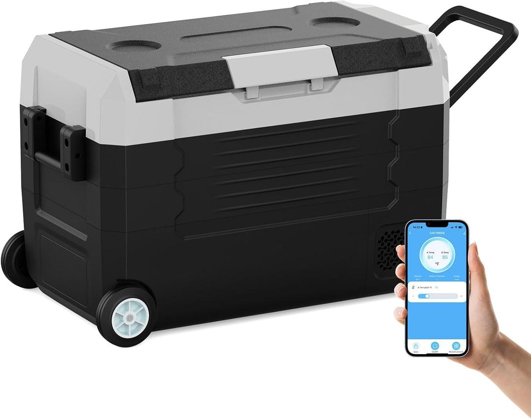 SubSun12V Cooler Car Fridge, 48QT -4~68 Fast Cooling Car Refrigerator, Portable Freezer with 12/24V DC and 110-220V AC, Electric Cooler for Camping, Road Trip and Boat