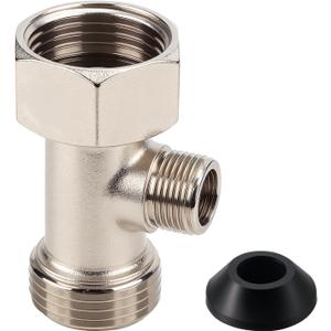 Bidet T Adapter, 7/8"x7/8"x3/8" 3-Way T Valve Connector with Washer Universal Metal T-Adapter for Shower Toilet Bidet Attachment Valve Hose Fitting Replacement Parts Accessories