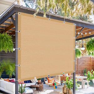 90% Sun Shade Cloth with Grommets, Pergola Shade Cover Canopy, Mesh Tarp Sun Screens for Patio, Outdoor, Garden, Backyard Sand 6x8ft