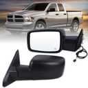 Left Driver Side Mirror Compatible With 2014-2018 Ram 1500 2500/2019-2022 Ram 1500 Classic With Manual Folding Power Glass Heated Temperature Sensors Matte Black Replace#68462819AA(6Pins)