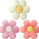 Sratte 3 Pcs Flower Pillows Flower Shaped Throw Pillows Cute Daisy Plush Pillow Decorative Floor Pillow Seat Cushion for Bedroom Home Sofa Chair Couch Decor(Vivid Colors,16")