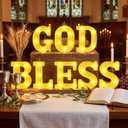 Aurelema 8 Pcs God Bless LED Letter Lights Sign God Bless Baptism Decorations Battery Powered Primera Comunion First Holy Communion Decorations for Baptism Party