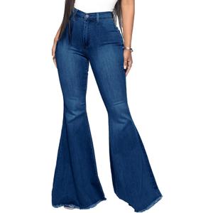 Bell Bottom Jeans for Women Skinny Flared Jeans Elastic High Waisted Vintage 70s Classic Stretchy Wide Leg Denim Pants (3X-Large, A-dark Blue)