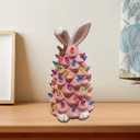 2026 Newly Lighted Easter Bunny Resin Tabletop Tree 6 Inches Pre-Lit Rabbit Figurines with Colorful Lamp Beads and Bunny Ear Top Spring Easter Holiday Decor Gifts (Pink)