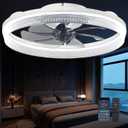 Ceiling Fans with Lights and Remote Fandelier - 20'' White Flush Mount Low Profile Modern Ceiling Fans for Bedroom - Stepless Color Temperature and 6 Speeds